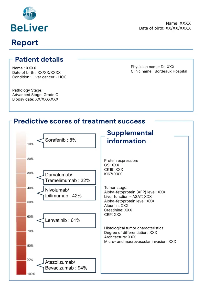 Preview of the BeLiver AI-powered treatment guidance report