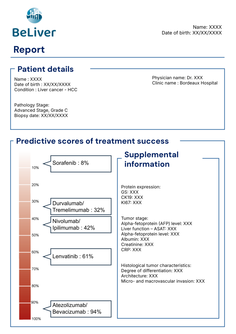 Preview of the BeLiver AI-powered treatment guidance report