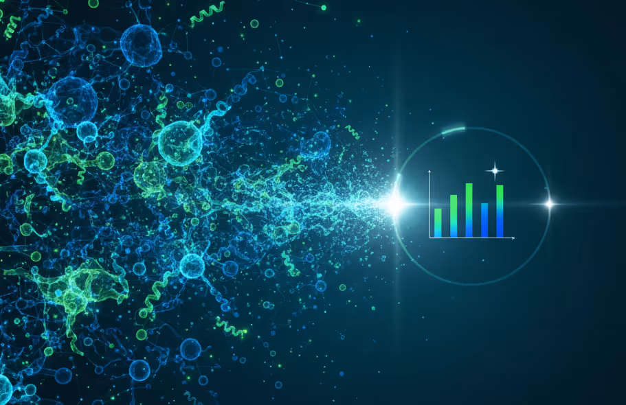 Abstract visualization of cancer cell biology and AI analysis