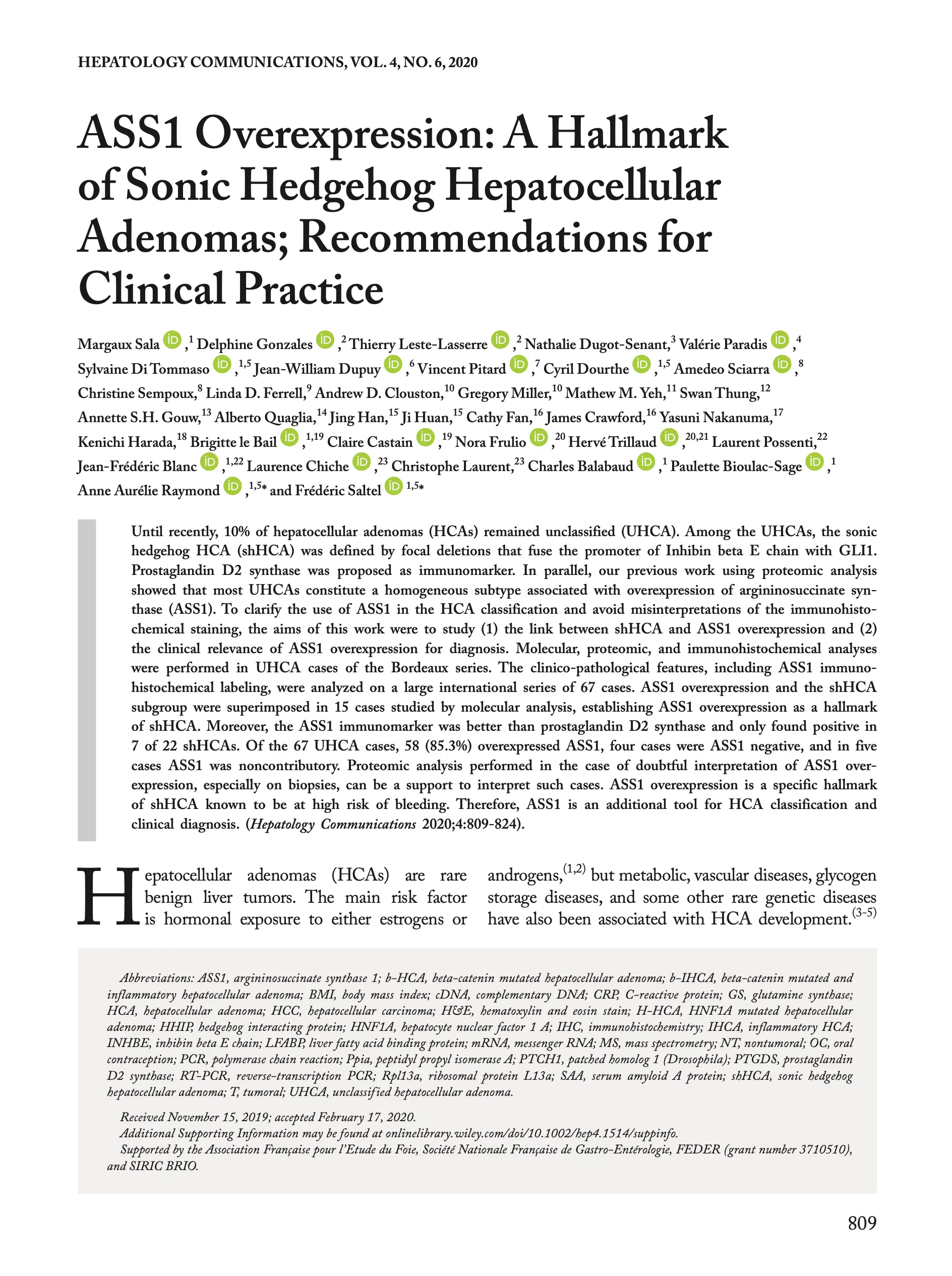 Preview of ASS1 Overexpression: A Hallmark of Sonic Hedgehog Hepatocellular Adenomas; Recommendations for Clinical Practice