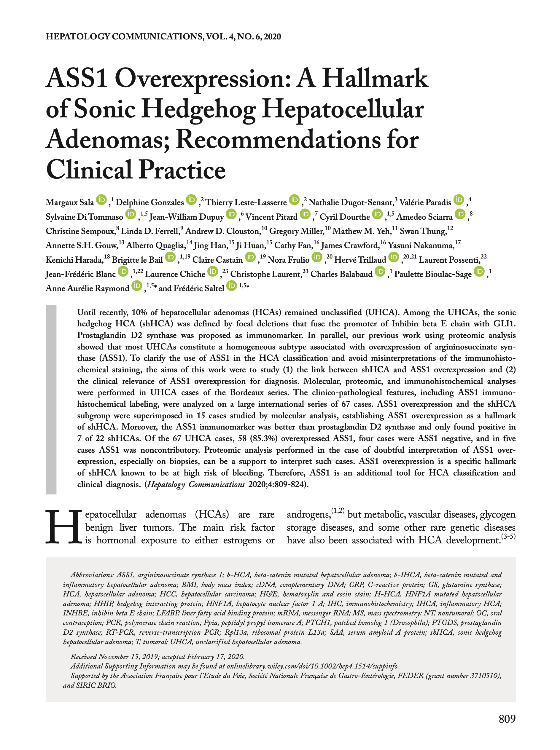 Preview of ASS1 Overexpression: A Hallmark of Sonic Hedgehog Hepatocellular Adenomas; Recommendations for Clinical Practice